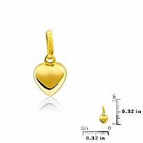 14k Solid Yellow Gold Heart Charm Pendant 0.50 Gram Hollow
