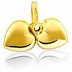 14k Solid Yellow Gold Twin Puff Heart Charm Pendant 1 Gram