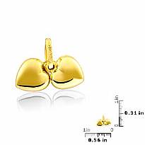 14k Solid Yellow Gold Twin Puff Heart Charm Pendant 1 Gram
