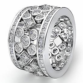 3.85Ct Round Princess Diamond Anniversary Ring Band W Gold