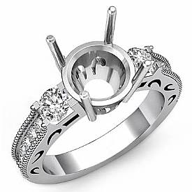 0.65 Ct Round Diamond Vintage Engagement Ring W Gold