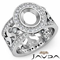 Diamond Engagement Ring Halo Setting 14k White Gold Oval Cut Semi Mount 1.30Ct