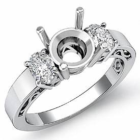 0.45 ct Oval Cut Diamond 3-stone Anniversary Ring 14k W Gold
