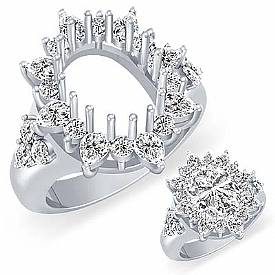 2ct Pear Cut Diamond Engagement Ring Oval Setting 14k Gold