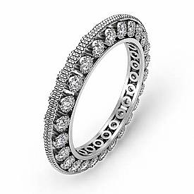 0.59 ct Round Diamond Vintage Eternity Wedding Ring Band W Gold