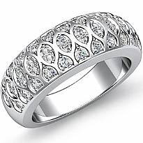 Antique Women's Half Wedding Ring Round Pave Diamond Band 14k White Gold 0.51Ct