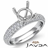 1.08C Round Pave Setting Diamond Women Engagement Ring Semi Mount 14k White Gold