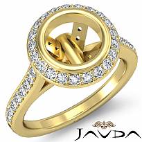 Diamond Engagement Ring 18k Gold Yellow Round Semi Mount Halo Pave Setting (0.8Ct. tw.)