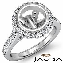 0.80Ct Diamond Engagement Ring 14k White Gold Round Semi Mount Halo Pave Setting