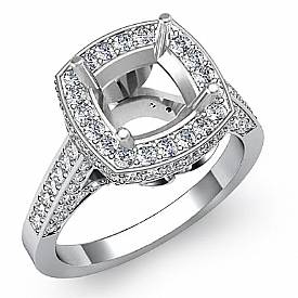1.30 Ct Diamond Engagement Ring Halo Setting 14k White Gold Cushion Semi Mount