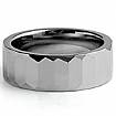 Men Tungsten Carbide Wedding Band Flat Faceted Polish Comfort Fit 8m Ring