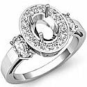 1Ct Oval-Cut Round Diamond 3 Stone Anniversary Ring W Gold