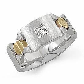 2/5 ct Princess Shape Diamond Men Engagement Ring Gold