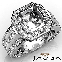 Vintage Engagement Halo Diamond Ring Semi Mount 14k White Gold Setting 1.65Ct