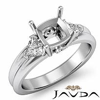 Diamond Engagement Three 3 Stone Trillion Cushion Setting Ring 14k W Gold 0.55Ct