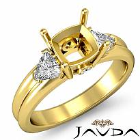 Diamond Engagement Three 3 Stone Trillion Cushion Setting Ring 18k Gold Yellow  (0.58Ct. tw.)