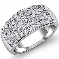2.20 CT Princess Diamond Mens Wedding Band White Gold