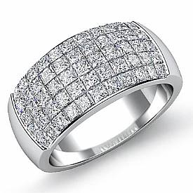 2.20 CT Princess Diamond Mens Wedding Band White Gold