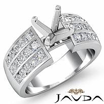 1CT Princess Round Diamond Engagement Ring 14k W Gold Channel Setting Semi Mount