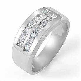 0.85 Ct Round Diamond Mens Wedding Band 14k White gold
