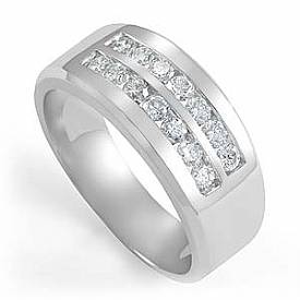 0.85 Ct Round Diamond Mens Wedding Band 14k White gold