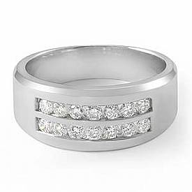 0.85 Ct Round Diamond Mens Wedding Band 14k White gold