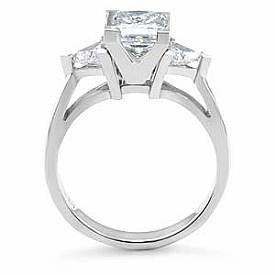 1Ct Princess & Trillion Diamond Engagement Ring 14k W Gold