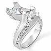 1.40 Ct Round & Princess Diamond Engagement Ring 14k W Gold