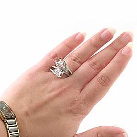 1.40 Ct Round & Princess Diamond Engagement Ring 14k W Gold