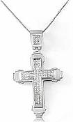 3.25 Ct Princess Diamond Cross Pendant Necklace 14k White Gold