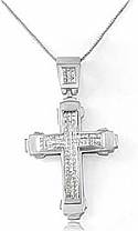 3.25 Ct Princess Diamond Cross Pendant Necklace 14k White Gold