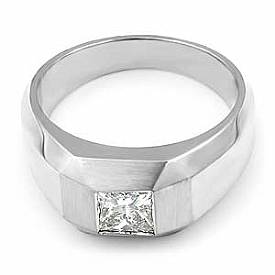 0.50CT Princess Diamond Mens Wedding Band Ring White Gold