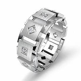 1 CT Princess Eternity Wedding Ring 14k White Gold Mens Diamond Band