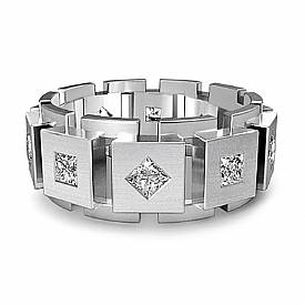 1 CT Princess Eternity Wedding Ring 14k White Gold Mens Diamond Band