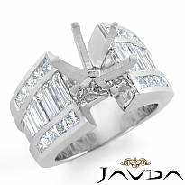 2.CT Princess Baguette Side Diamond Engagement Setting Ring 14k W Gold Semi Mount