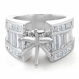 2.00 Ct. Princess & Baguette Diamond Engagement Ring 14k W Gold