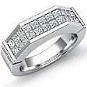 1.60 Ct Princess Diamond Man Wedding Ring 14k White Gold