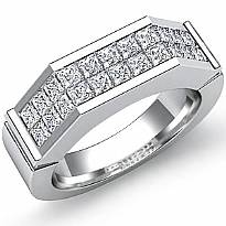 1.60 Ct Princess Diamond Man Wedding Ring 14k White Gold
