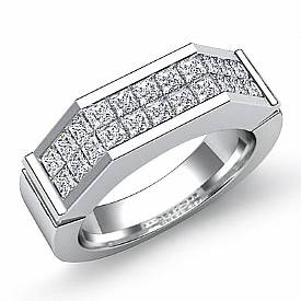 1.60 Ct Princess Diamond Man Wedding Ring 14k White Gold
