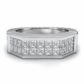1.60 Ct Princess Diamond Man Wedding Ring 14k White Gold