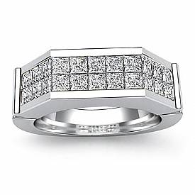 1.60 Ct Princess Diamond Man Wedding Ring 14k White Gold