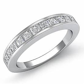 0.75 CT Princess Diamond Wedding Band 14k W Gold