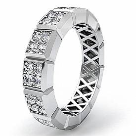 1 Ct. Round Diamond Women Eternity Wedding Band in W Gold