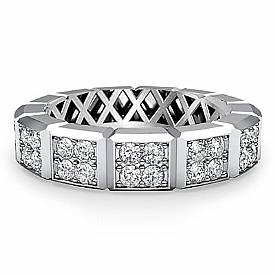 1 Ct. Round Diamond Women Eternity Wedding Band in W Gold