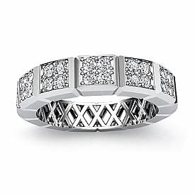 1 Ct. Round Diamond Women Eternity Wedding Band in W Gold