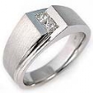 0.35 CT Men's Princess Diamond Wedding Ring in 14k W Gold