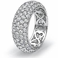 14k White Gold Women Wedding Eternity Ring Round Diamond Engagement Band 3.95Ct