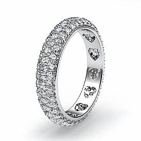 1.25 Ct. Round Diamond Heart Eternity Wedding Band in W Gold