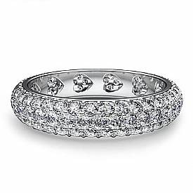 1.25 Ct. Round Diamond Heart Eternity Wedding Band in W Gold