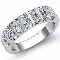Princess Cut Diamond Bar Set Women's Wedding Band Ring in 14k White Gold 1.15Ct